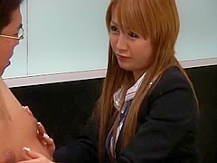 Exotic Japanese chick Mao Kaede, Rika Shibuya in Crazy Doggy Style, Office JAV video